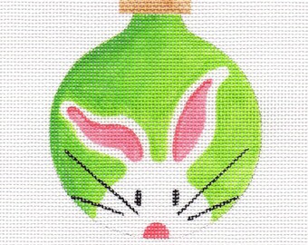 White Bunny Needlepoint Ornament - Jody Designs  WB1  green