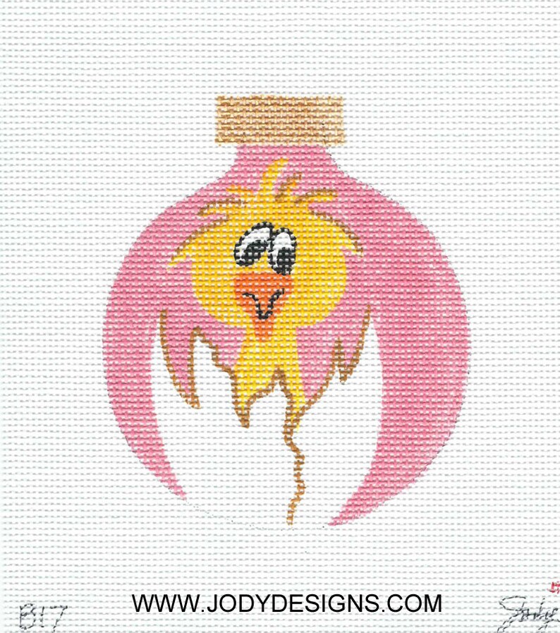 Chicken and Cracked Egg Hand Painted Needlepoint Ornament Canvas Jody Designs B17 image 9