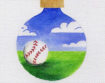 Baseball In the Field Hand Painted Needlepoint Ornament Canvas - Jody Designs      B128