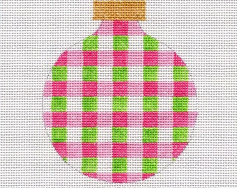 Buffalo Check Hand Painted Needlepoint Ornament - Pink and Green - All colors available- Jody Designs B254B