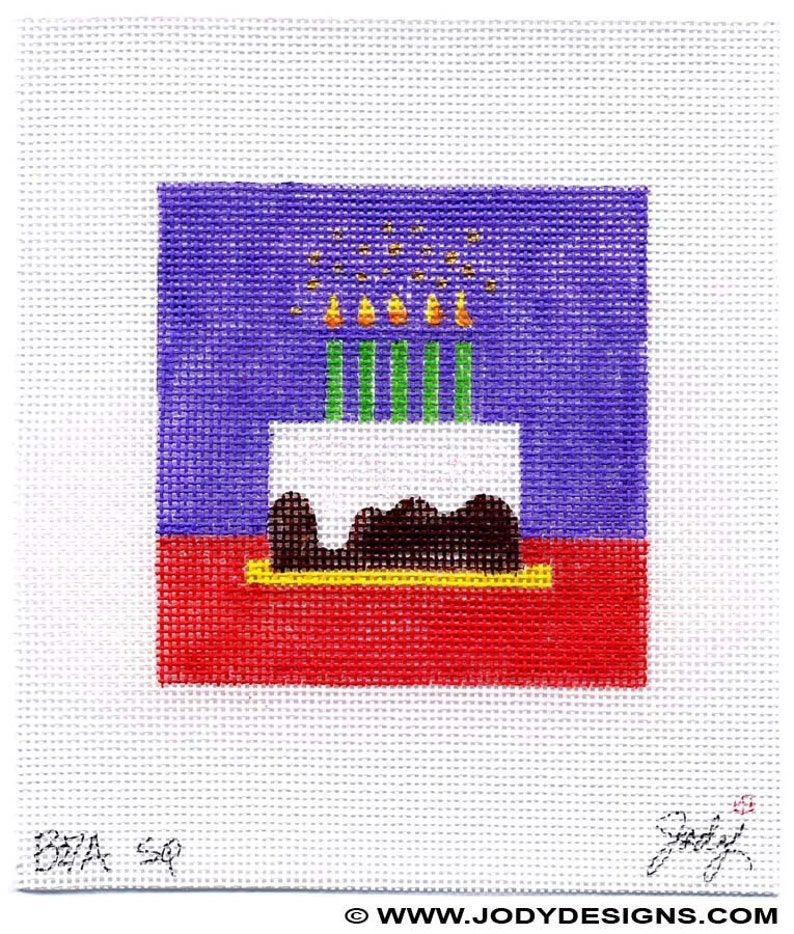 Birthday Cake Small Square Needlepoint Jody Designs B27A Etsy