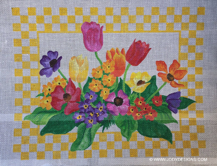 NeedlepointUS: Floral Wall Hanging - Hand-Painted Needlepoint