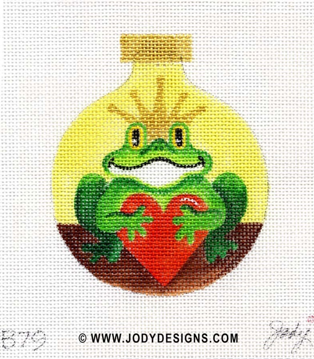Frog Prince Charming Hand Painted Needlepoint Ornament Jody Designs B79