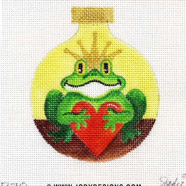 Frog Prince Charming Hand painted Needlepoint Ornament - Jody Designs  B79