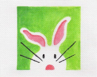 White Bunny Needlepoint Square - Jody Designs  - WB1 square green