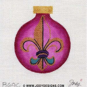 Fleur-de-lis/turquoise Needlepoint Ornament Jody Designs B69B image 4