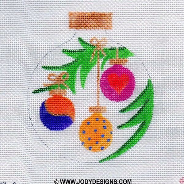 Three Little Ornaments Needlepoint Ornament Canvas- Jody Designs      B181