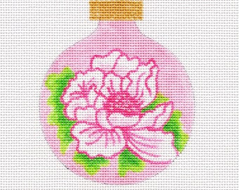 Flower Hand Painted Needlepoint Ornament - Pink and Green - All colors available- Jody Designs B253B