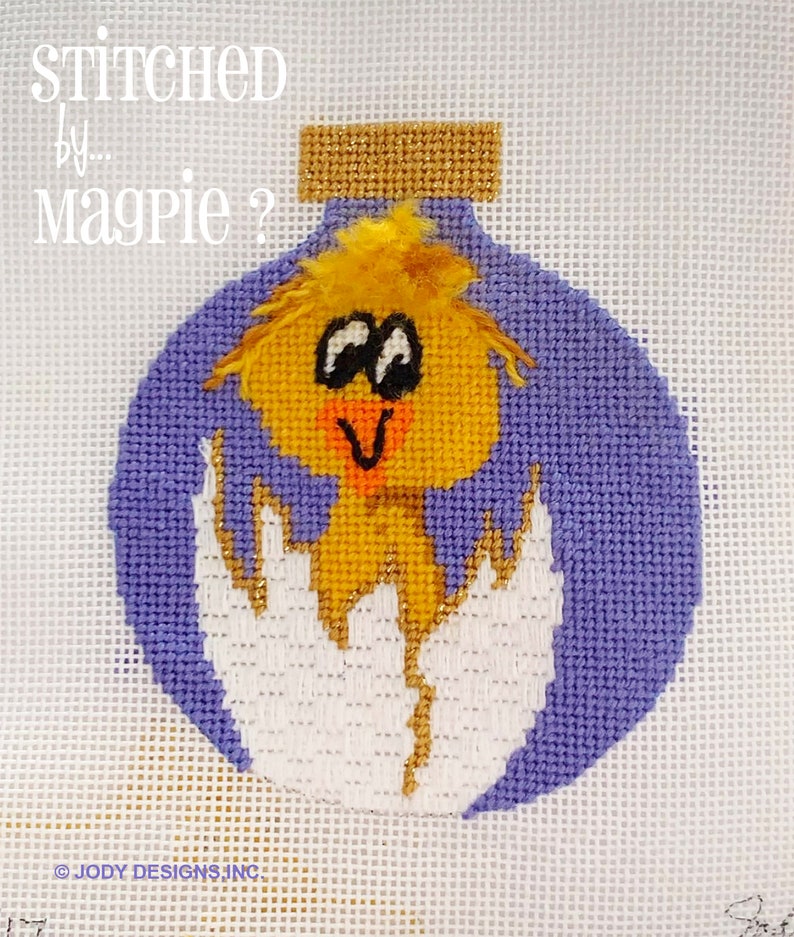 Chicken and Cracked Egg Hand Painted Needlepoint Ornament Canvas Jody Designs B17 image 6