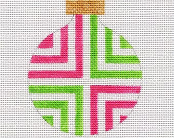 Geometric Hand Painted Needlepoint Ornament - Pink and Green - All colors available- Jody Designs B252B