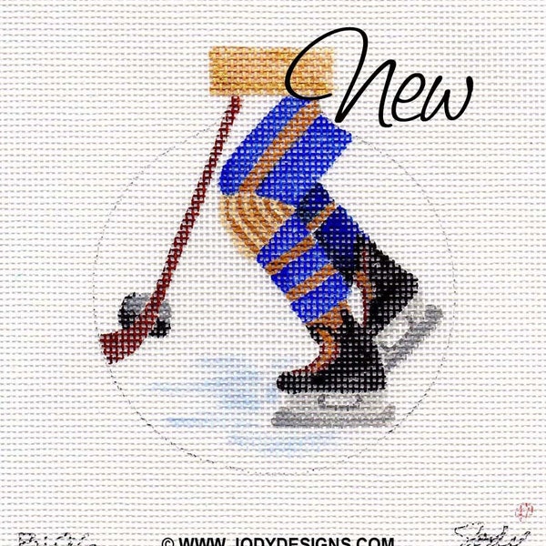 Hockey Skater Hand Painted Needlepoint Canvas Ornament - Jody Designs B196