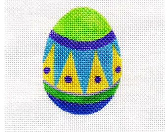 Small Needlepoint Egg - Jody Designs   Green top