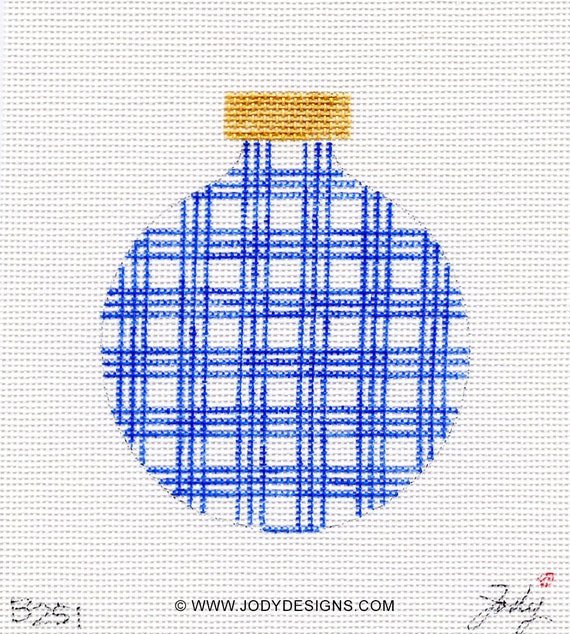 Stripe and Check Hand Painted Needlepoint Ornament Blue All Colors  Available Jody Designs B251 -  Canada