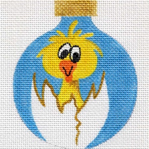 Chicken and Cracked Egg Hand Painted Needlepoint Ornament Canvas Jody Designs B17 image 1