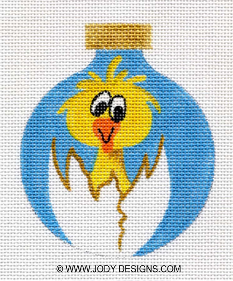 Chicken and Cracked Egg Hand Painted Needlepoint Ornament Canvas Jody Designs B17 image 1