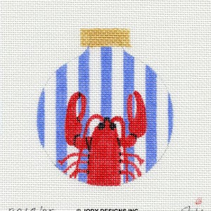 Lobster and Stripes Handpainted Needlepoint Ornament Canvas - Jody Designs B263