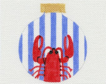 Lobster and Stripes Handpainted Needlepoint Ornament Canvas - Jody Designs B263