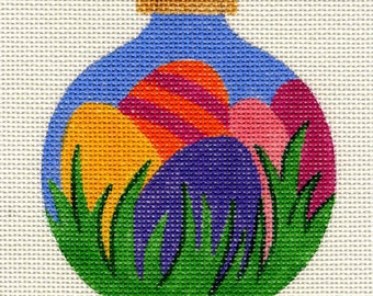 Easter Eggs Hand Painted Needlepoint Ornament Canvas - Jody Designs  B19