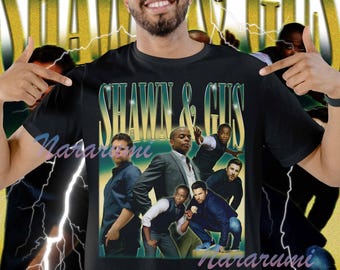 Camiseta vintage de la serie de televisión Shawn y Gus Psych, edición limitada, regalo unisex para mujer y hombre.