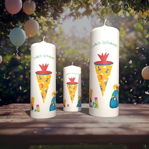 School enrollment candle with candy cone & numbers • “Finally a schoolchild” • Personalized candle for the start of school • Gift for school enrollment • Handmade