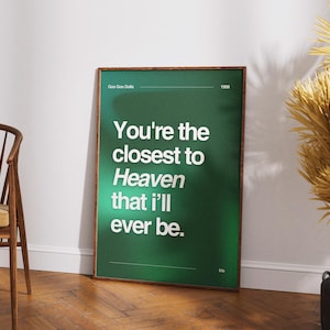 Impresión de la letra de Iris, póster de Goo Goo Dolls, arte mural de música romántica,