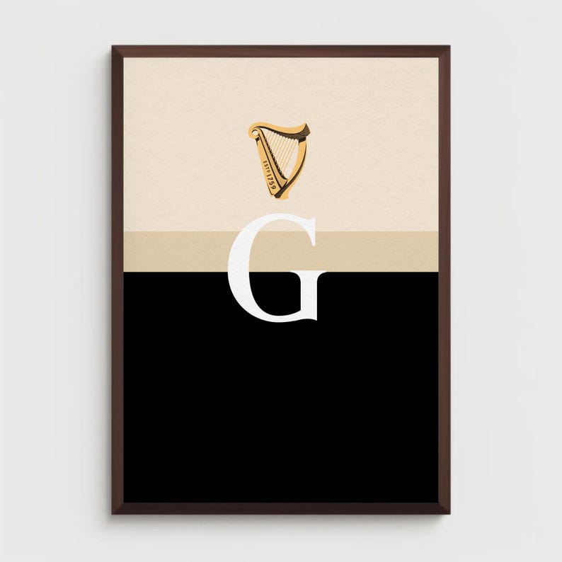 Guinness Split the G Pint, retro poster Ierse pub, bar- en keukendecor, muurkunst afbeelding 3