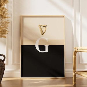 Guinness Split the G Pint, retro Irish Pub Poster, Bar & Kitchen Decor, Wall Art