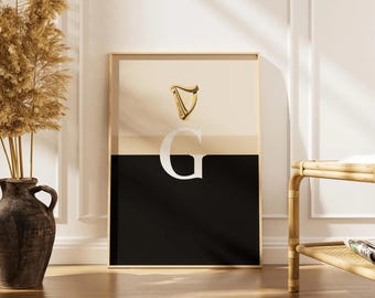 Pôster retrô de pub irlandês "Guinness Split the G Pint", decoração para bar e cozinha, arte de parede.