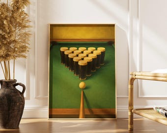 Guinness zwembadprint | Snookerkunst aan de muur | Ierse pubdecoratie | Biljartposter | Guinness Lover-cadeau | Man Cave Bar-kunstwerk