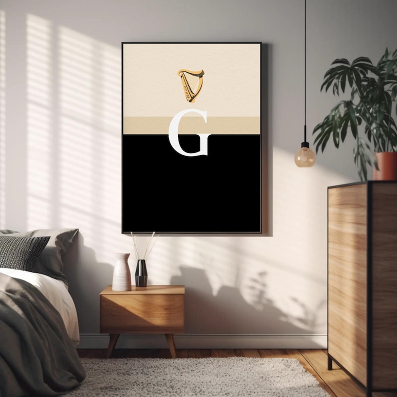 Guinness Split the G Pint, retro poster Ierse pub, bar- en keukendecor, muurkunst afbeelding 11