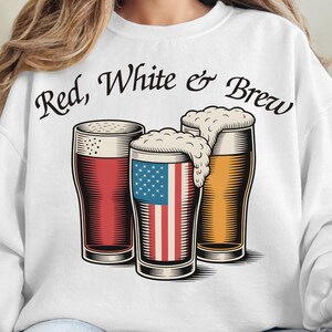 Red White and Brew Png, Fourth Of July Beer Png, Patriotic Beer Glasses  Design, Beer Lovers July 4th Graphic, Independence Day Shirt PNG