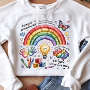 Autism Png, Everyone Communicates Differently Png, Neurodiversity Hand Lettered Art, Autism Month png, Autism shirt png, Autism design