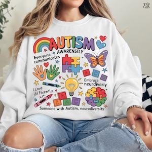 Autism Png, Everyone Communicates Differently Png, Neurodiversity Hand Lettered Art, Autism Month png, Autism shirt png, Autism design