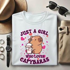 Just A Girl Who Loves Capybaras Shirt, Cute Capybara Shirt, Funny Animal Tee, Capybara Lover Gift T-Shirt