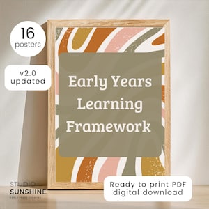 Retro Boho EYLF Posters Learning Outcomes Principles & Practices A4 A3 Printable Wall Art Early Childhood Decor EYLF V 2.0