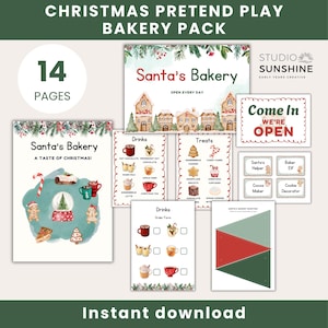 Christmas Bakery Dramatic Play Pack, Festive Menus, Signs (PDF)
