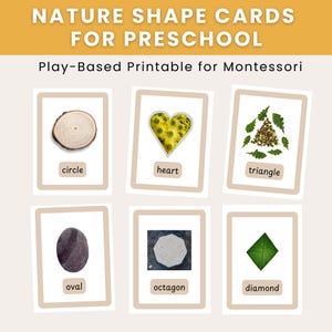 Tarjetas imprimibles de formas de la naturaleza: recurso Montessori para el aprendizaje al aire libre