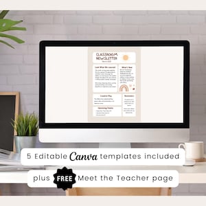 Editable Teacher Newsletter Template - Canva Boho Design for Classroom Communication