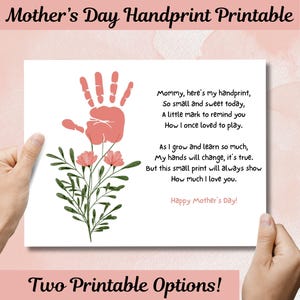 Mother&#39;s Day Printable, Mother&#39;s Day Handprint Art, Mother&#39;s Day Gift, Mommy Handprint, Mothers Day Craft, First Mother&#39;s Day