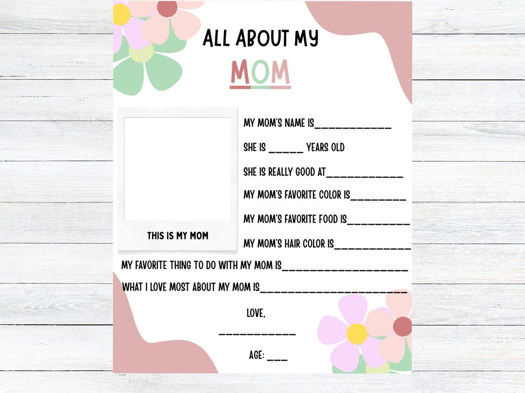 All About My Mom Printable Questionnaire Gift (digital Download) - Etsy