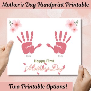 Mother&#39;s Day Printable, Mother&#39;s Day Handprint Art, Mother&#39;s Day Gift, Mommy Handprint, Mothers Day Craft, First Mother&#39;s Day.