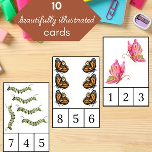 Watercolor Insect Clip Counting 1-10 Cards | Montessori Toddler Preschool Homeschool Printable Resource