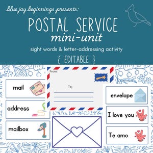 Preschool Postal Service Mini-Unit | Vocabulary + Address Activity