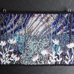 Handmade seed bead embroidery art