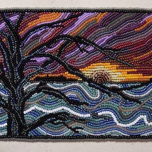 Hand made seed bead embroidery art