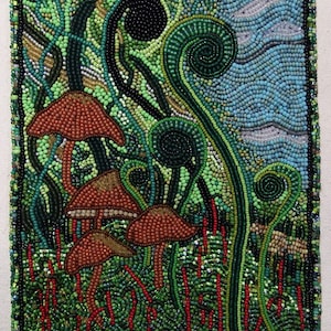 Hand made seed bead embroidery art