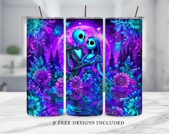 Christmas Nightmare 20oz Tumbler Wrap, Jack and Sally, digitale png-download