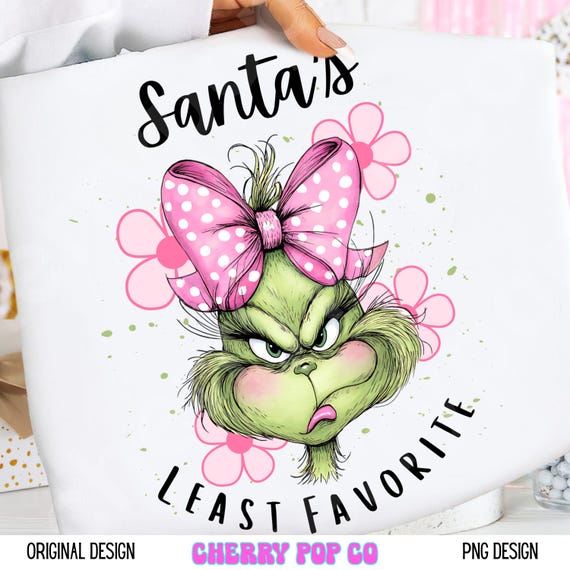Grinch Girl Shirt Design PNG, Funny Christmas T-Shirt, Digital Download, Coquette