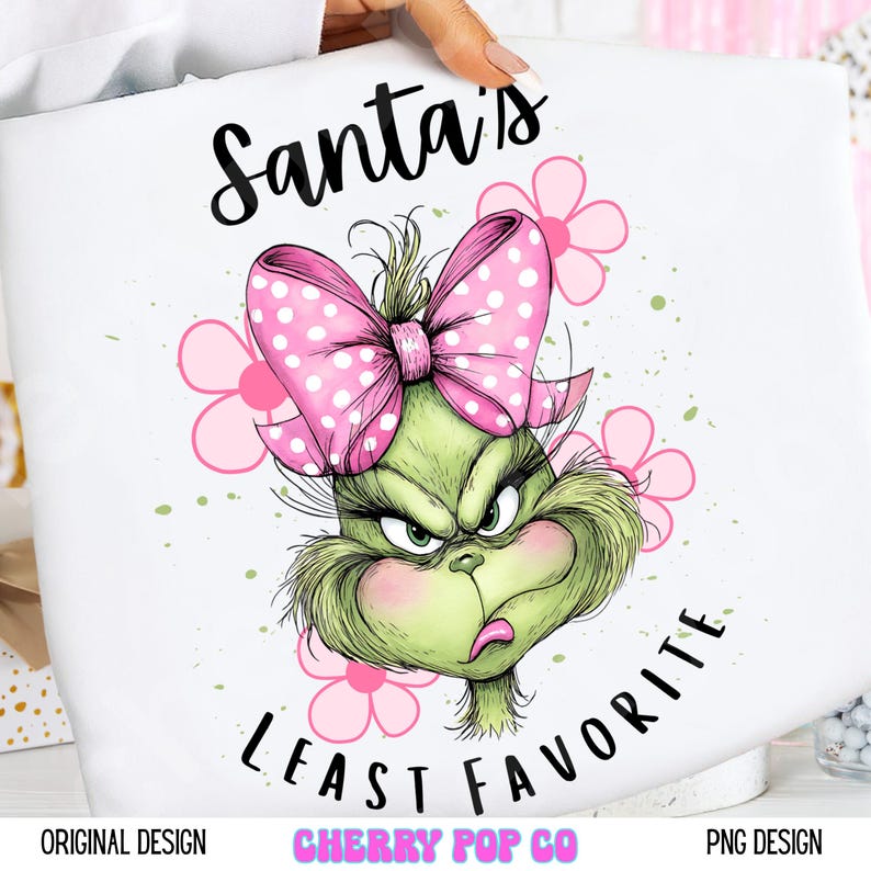 Diseño de camiseta Grinch Girl PNG, camiseta navideña divertida, descarga digital, Coquette imagen 1