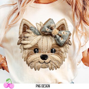 Yorkshire Terrier PNG, Yorkie Mom Stoff Applikation Design, rustikale Cottagecore Hund Grafik, digitaler Download